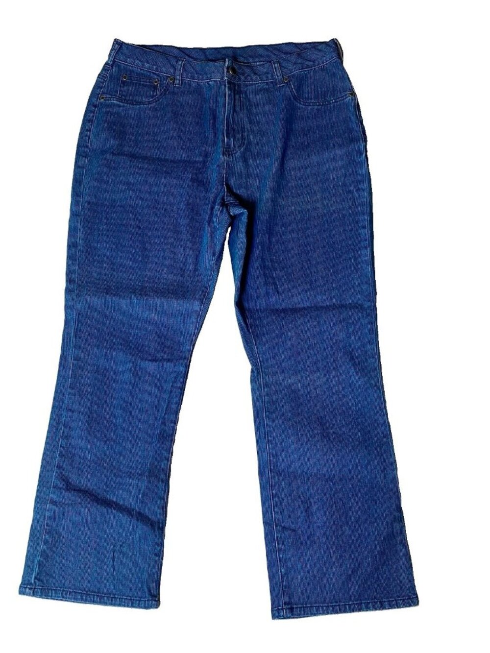 DG2 Diane Gilman Womens 16WP 5 Pocket Stretch Jeans Blue Pinstriped Pants New